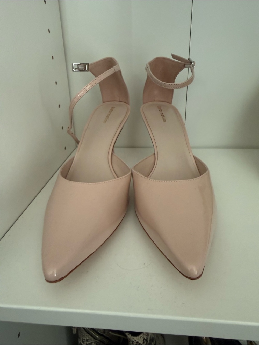 Reformation Pointed-Toe Ankle-Strap Heels in Blush Pink - Picture 1 of 4